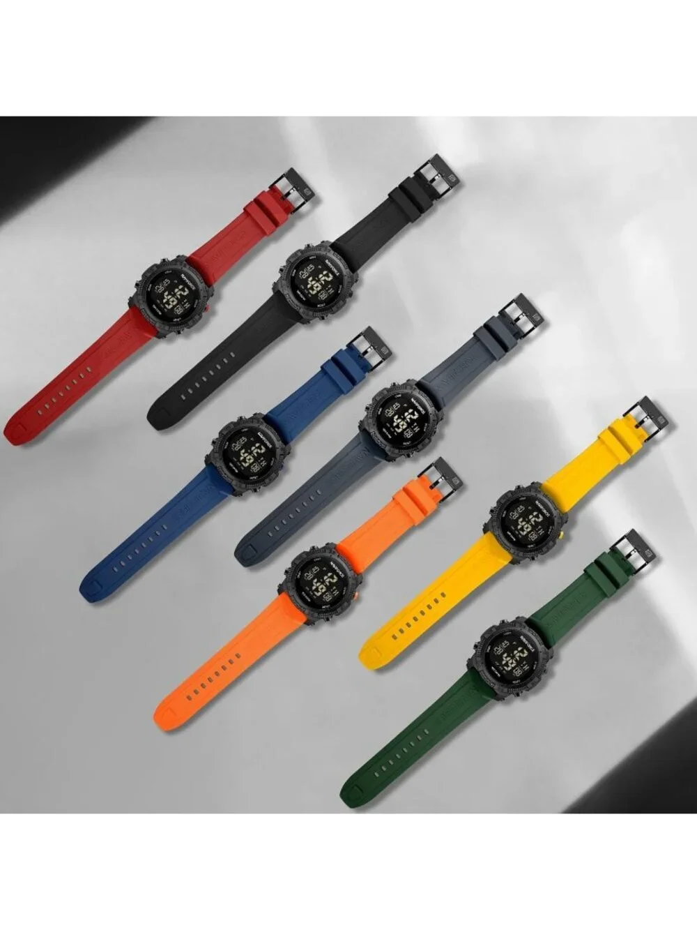 Unisex Black Red Analog Quartz Rubber Strap Sport Waterproof Digital Wrist Watch